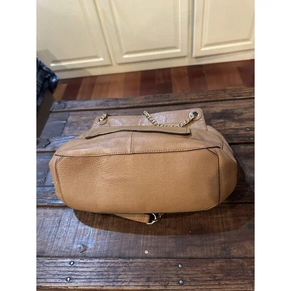 Tory Burch Marion Whipstitch Saddle Bag Tan Leather 2-way Bag Soft - Picture 4 of 10